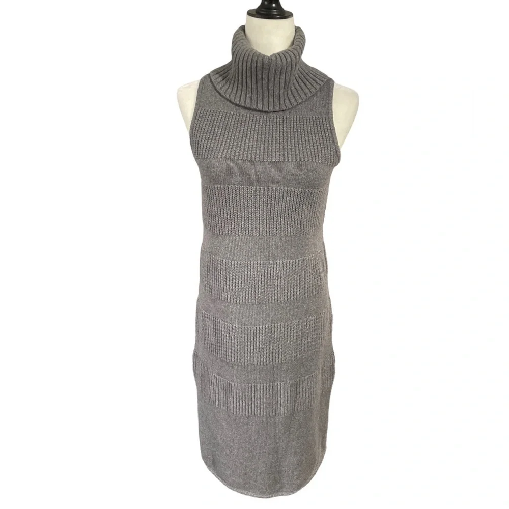 Anthropologie Moth Sweater Midi Wool Blend Ribbed Knit Turtleneck Dress - Picture 5 of 10